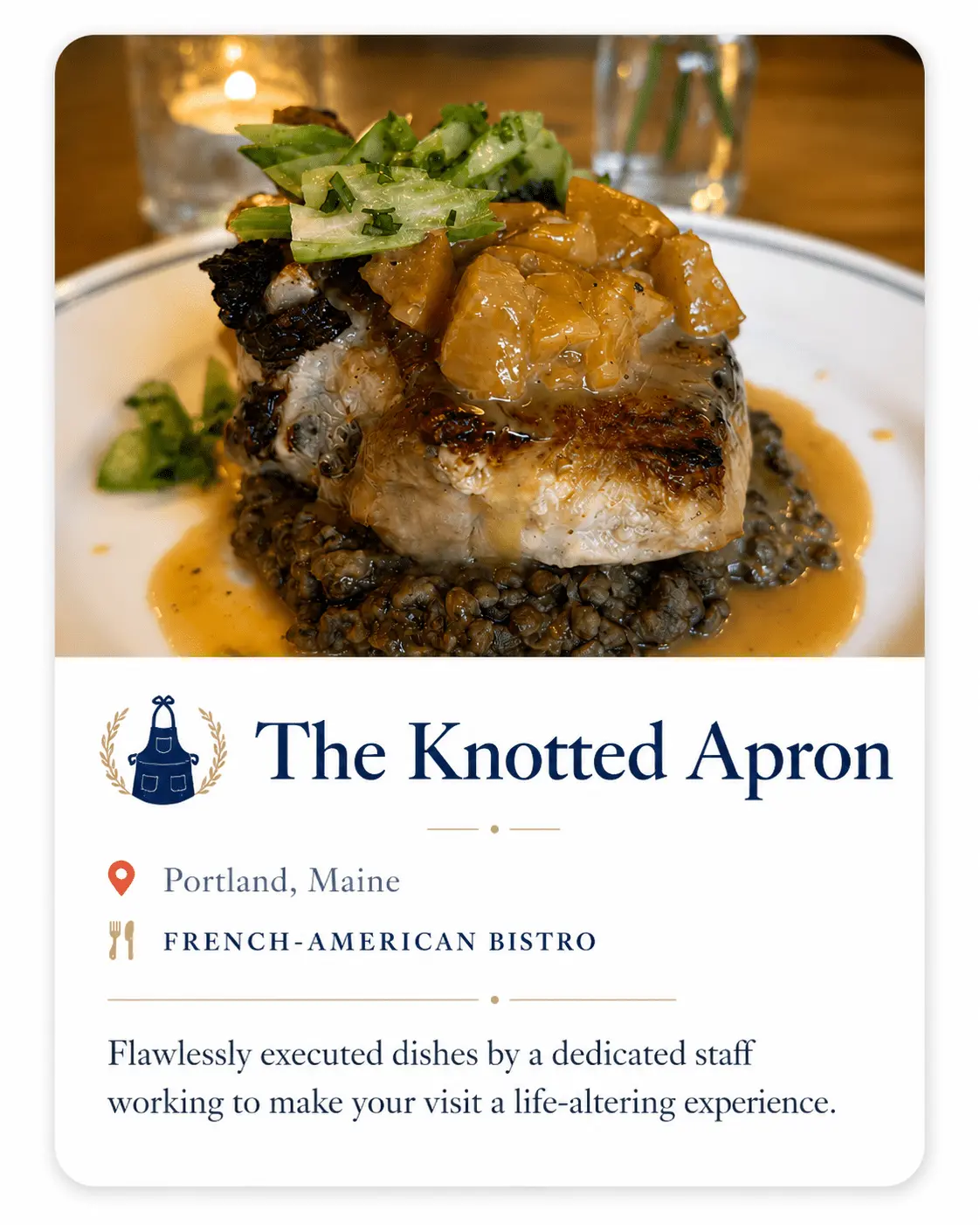 The Knotted Apron recommendation card