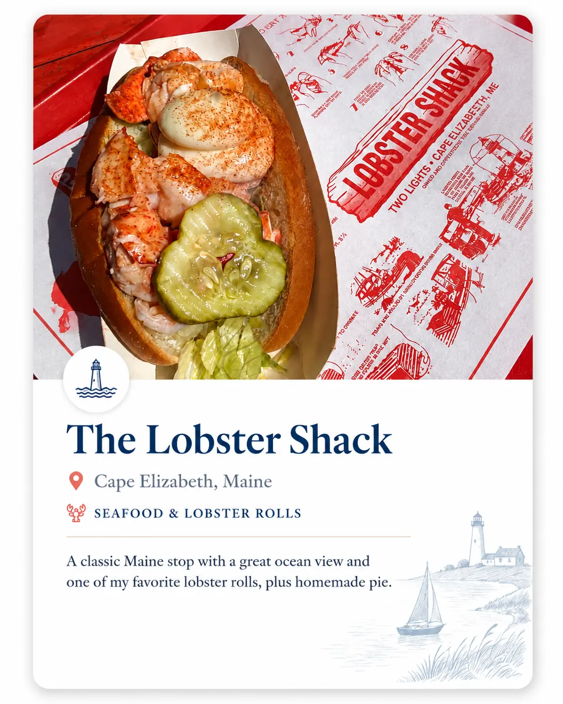 The Lobster Shack recommendation card