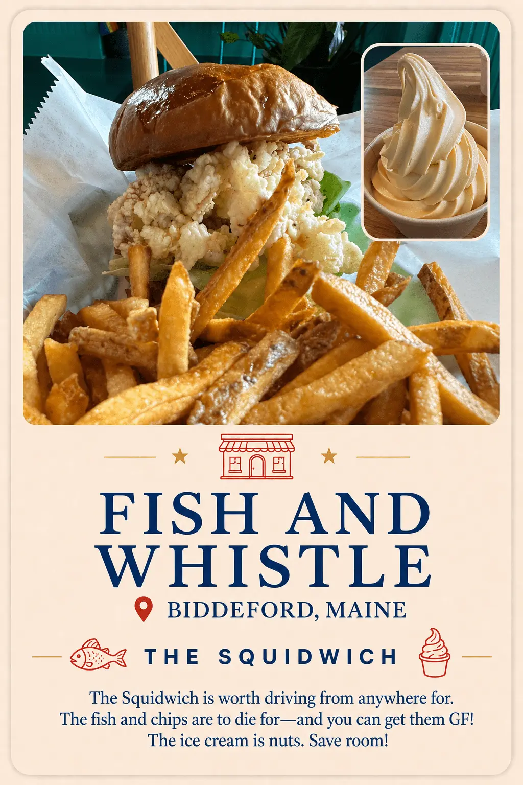 Fish and Whistle restaurant recommendation card