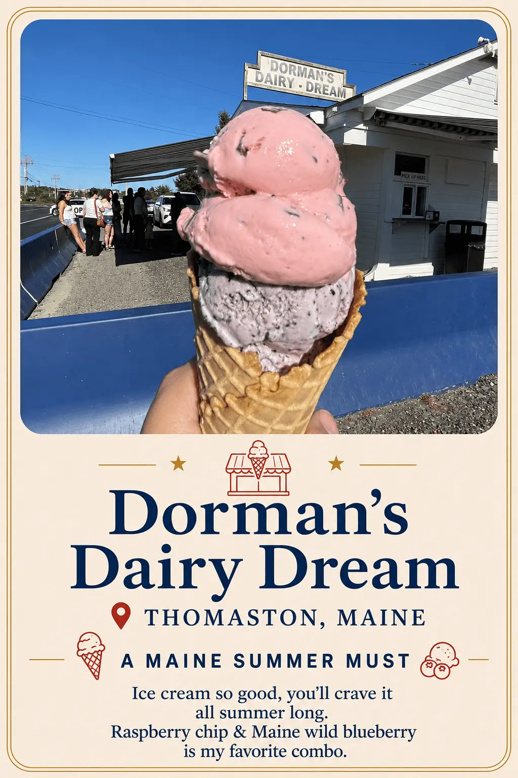 Dorman’s Dairy Dream ice cream recommendation card