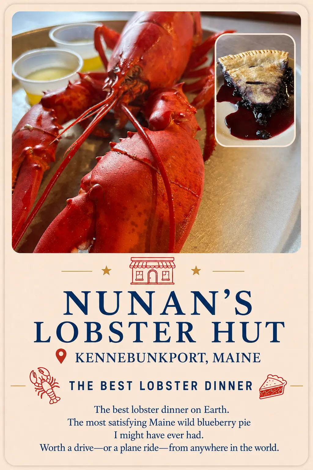 Nunan’s Lobster Hut recommendation card
