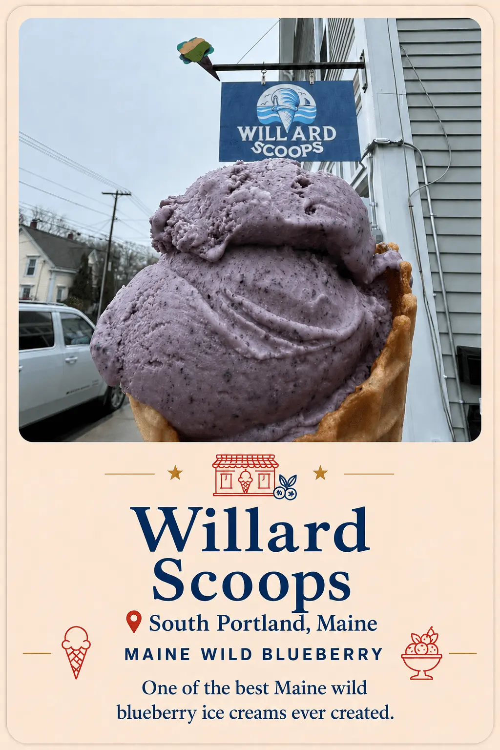 Willard Scoops ice cream recommendation card