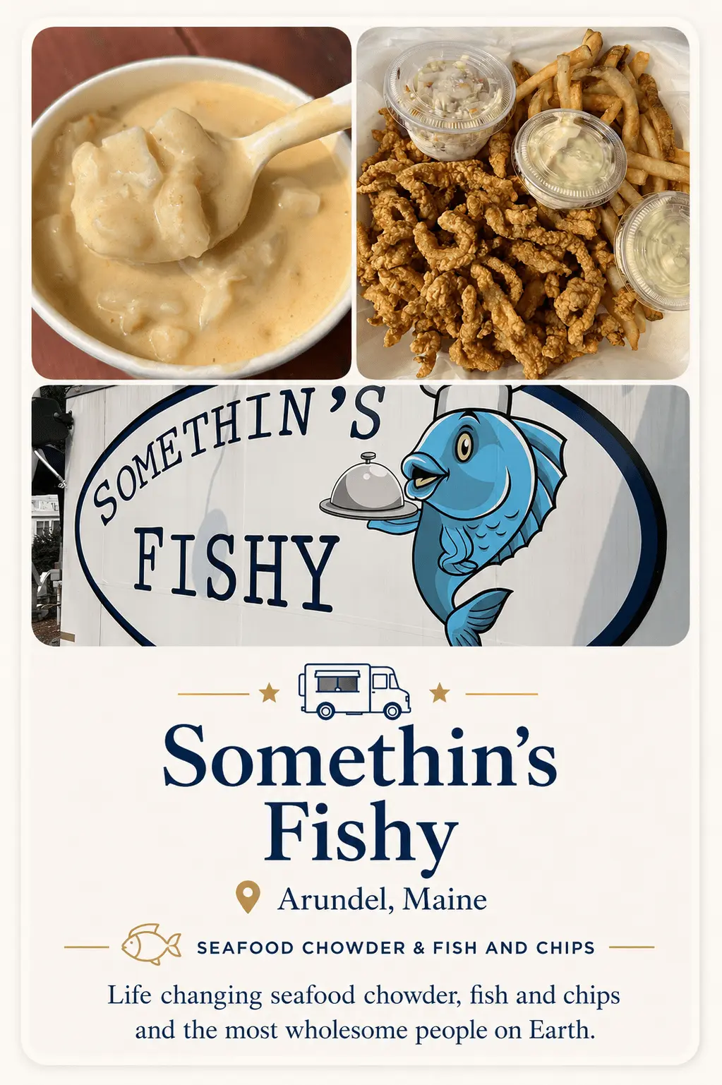 Somethin’s Fishy food truck recommendation card