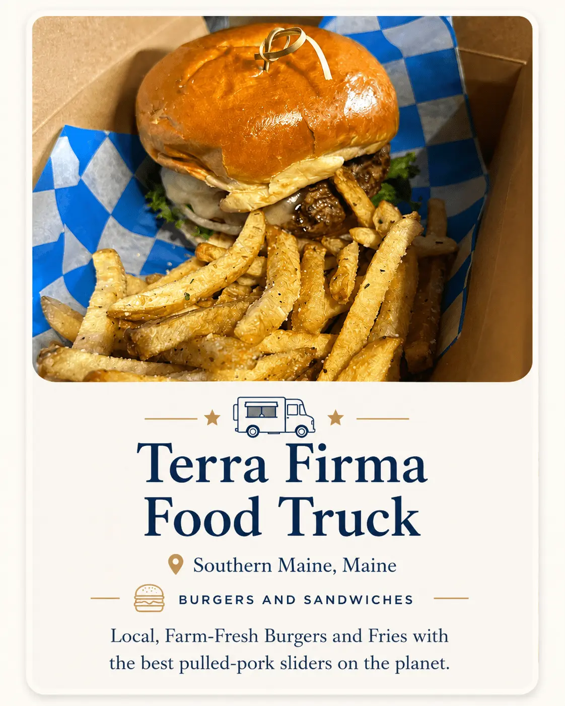 Terra Firma food truck recommendation card