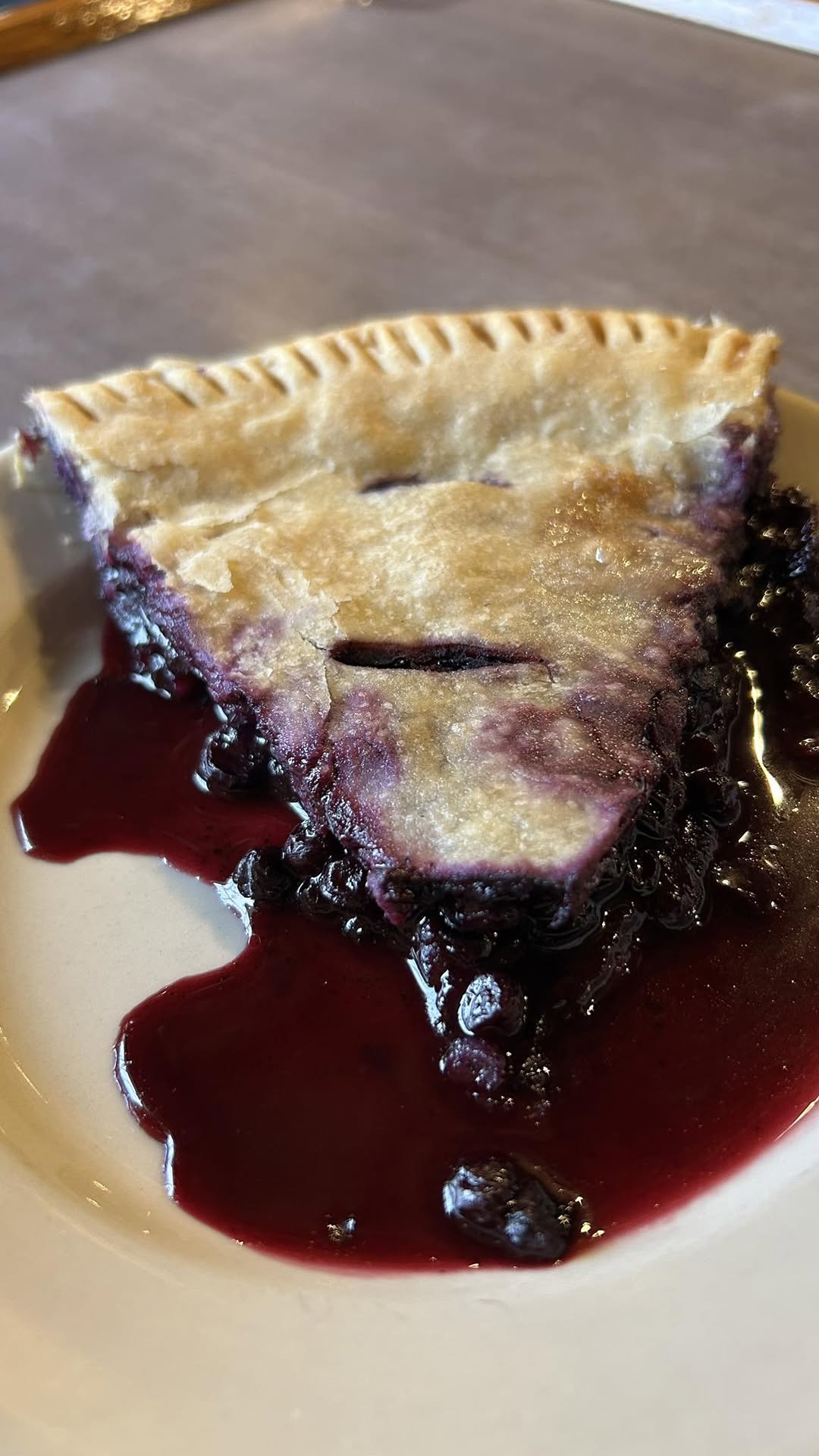 A slice of Maine wild blueberry pie